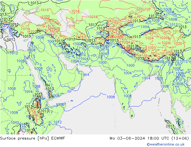 地面气压 ECMWF 星期一 03.06.2024 18 UTC