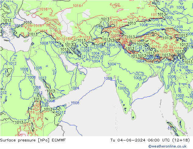 Surface pressure ECMWF Tu 04.06.2024 06 UTC