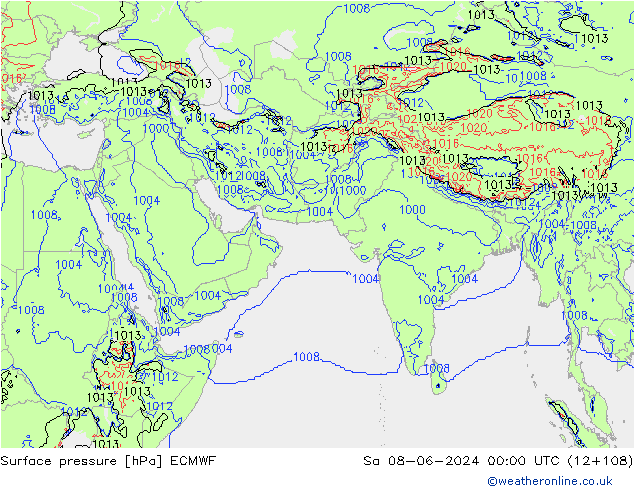 Atmosférický tlak ECMWF So 08.06.2024 00 UTC