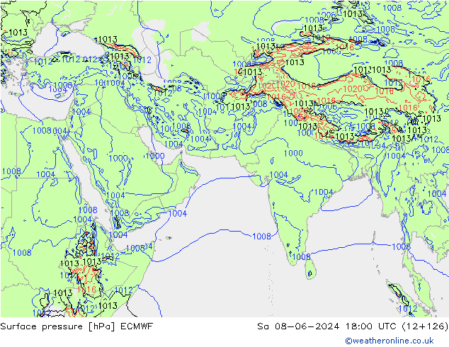 Atmosférický tlak ECMWF So 08.06.2024 18 UTC