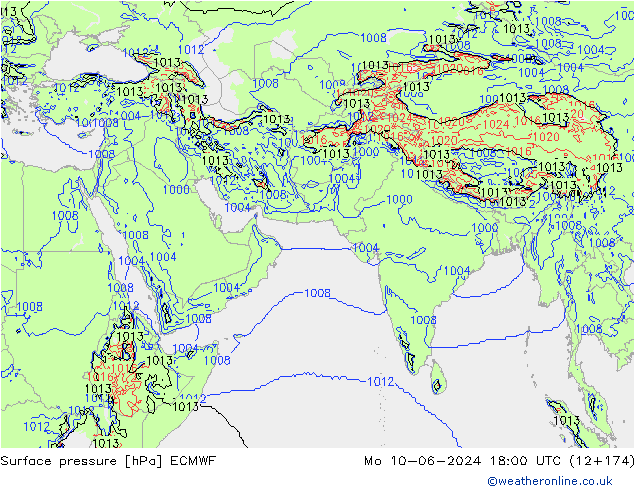 приземное давление ECMWF пн 10.06.2024 18 UTC