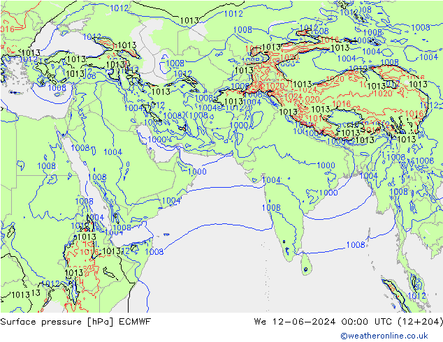 ciśnienie ECMWF śro. 12.06.2024 00 UTC