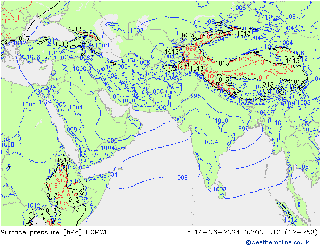 Surface pressure ECMWF Fr 14.06.2024 00 UTC