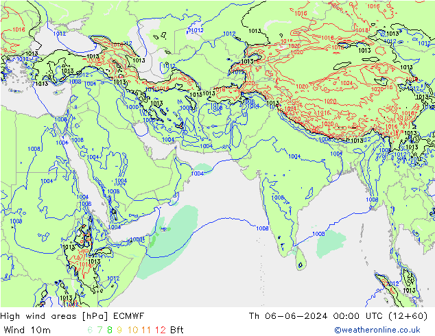 High wind areas ECMWF Th 06.06.2024 00 UTC