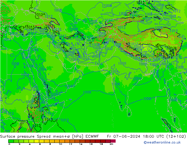 ciśnienie Spread ECMWF pt. 07.06.2024 18 UTC