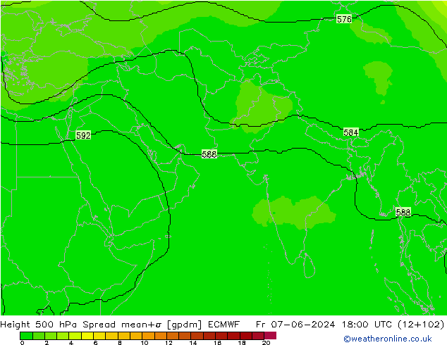 Height 500 hPa Spread ECMWF Pá 07.06.2024 18 UTC