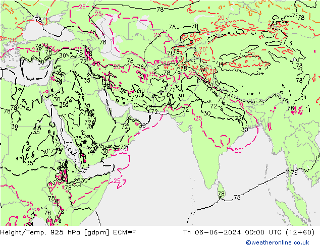 Height/Temp. 925 hPa ECMWF Th 06.06.2024 00 UTC