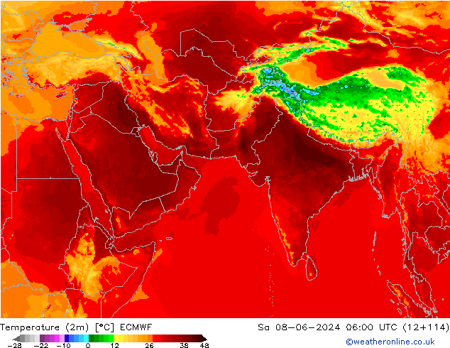 Temperature (2m) ECMWF So 08.06.2024 06 UTC