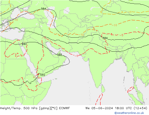 Height/Temp. 500 hPa ECMWF We 05.06.2024 18 UTC