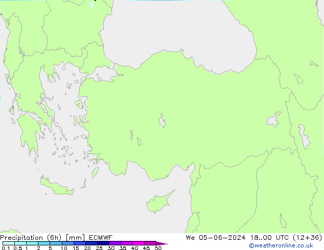 Precipitation (6h) ECMWF We 05.06.2024 00 UTC