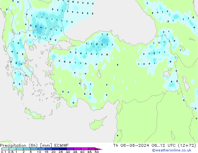 Précipitation (6h) ECMWF jeu 06.06.2024 12 UTC