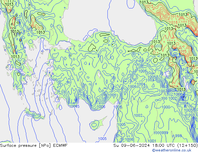 pressão do solo ECMWF Dom 09.06.2024 18 UTC