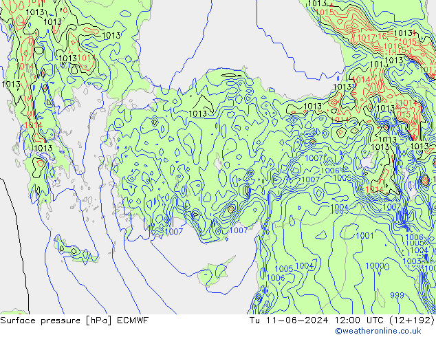 Yer basıncı ECMWF Sa 11.06.2024 12 UTC