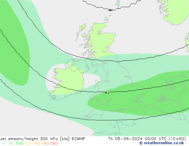 Jet stream/Height 300 hPa ECMWF Th 06.06.2024 00 UTC