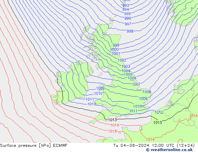 Luchtdruk (Grond) ECMWF di 04.06.2024 12 UTC