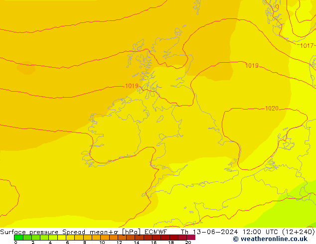 Yer basıncı Spread ECMWF Per 13.06.2024 12 UTC