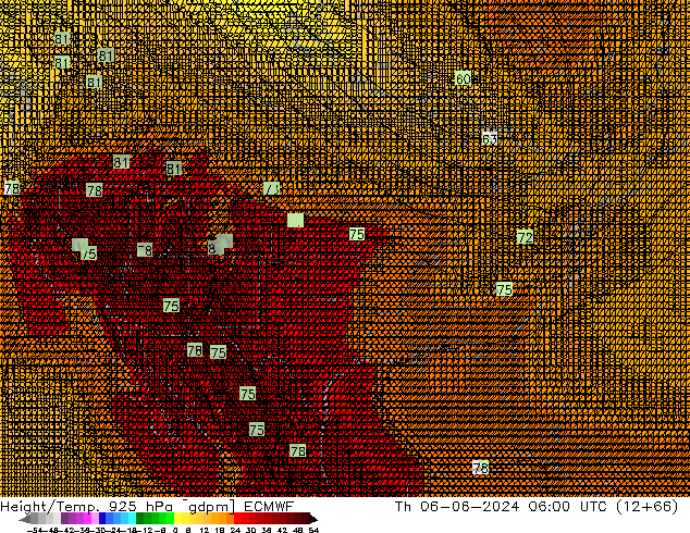 Geop./Temp. 925 hPa ECMWF jue 06.06.2024 06 UTC