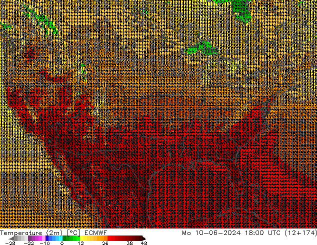 Temperatura (2m) ECMWF lun 10.06.2024 18 UTC