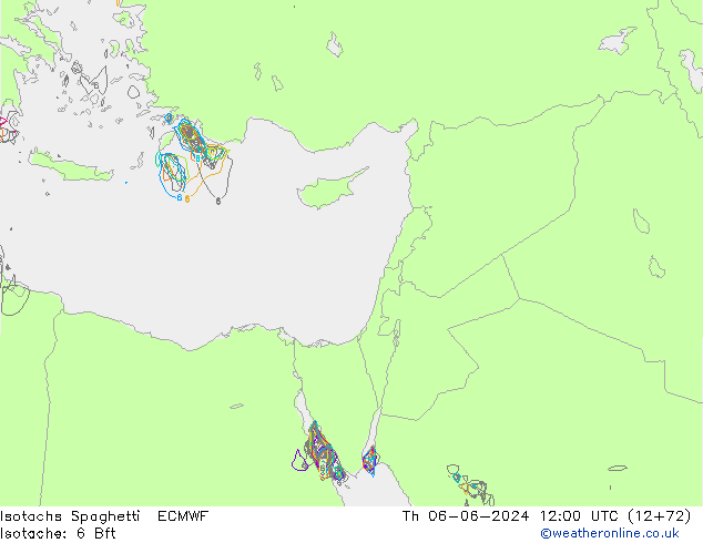 Isotachs Spaghetti ECMWF Th 06.06.2024 12 UTC