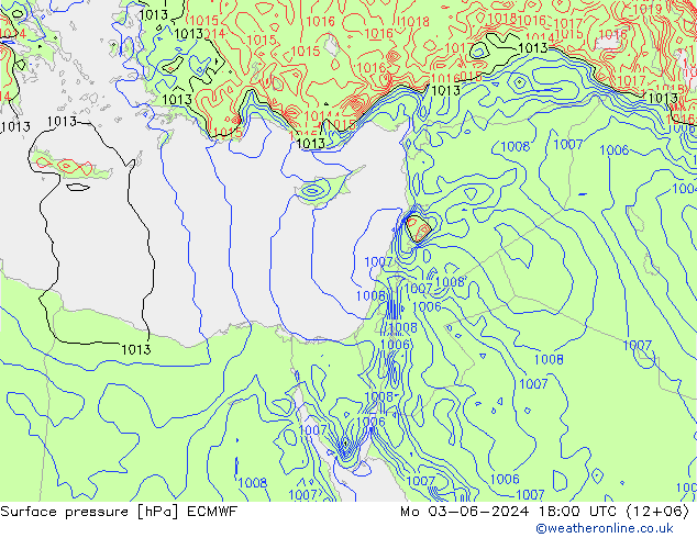 Surface pressure ECMWF Mo 03.06.2024 18 UTC