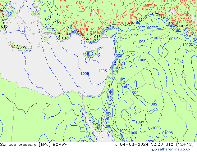 Atmosférický tlak ECMWF Út 04.06.2024 00 UTC