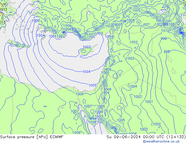 Luchtdruk (Grond) ECMWF zo 09.06.2024 00 UTC