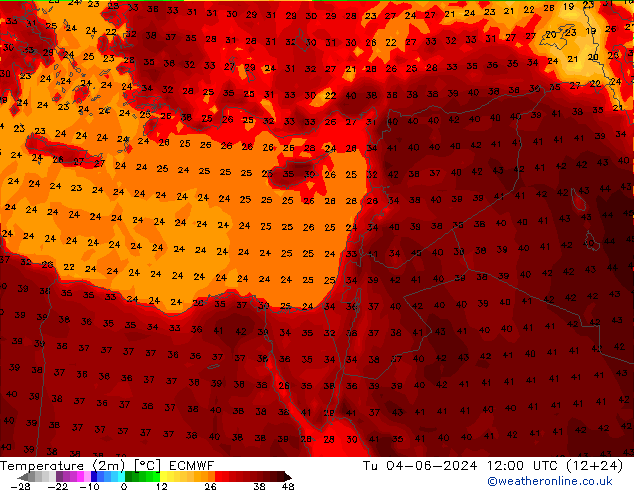 Temperatura (2m) ECMWF mar 04.06.2024 12 UTC