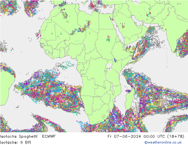 Isotachs Spaghetti ECMWF Fr 07.06.2024 00 UTC