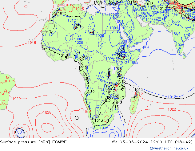 Pressione al suolo ECMWF mer 05.06.2024 12 UTC