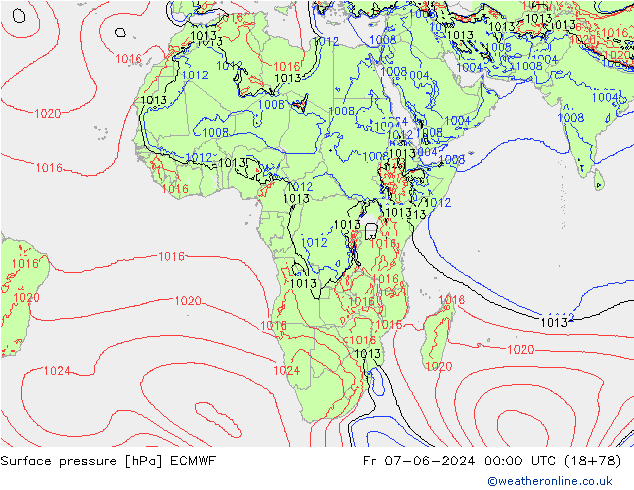 Bodendruck ECMWF Fr 07.06.2024 00 UTC