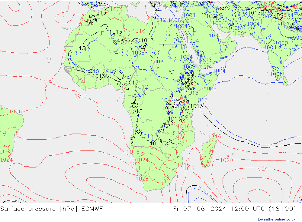 Pressione al suolo ECMWF ven 07.06.2024 12 UTC