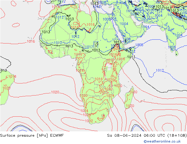 Atmosférický tlak ECMWF So 08.06.2024 06 UTC