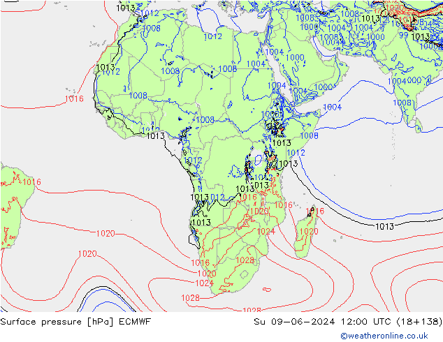 Yer basıncı ECMWF Paz 09.06.2024 12 UTC