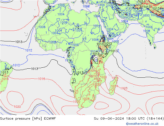 ciśnienie ECMWF nie. 09.06.2024 18 UTC