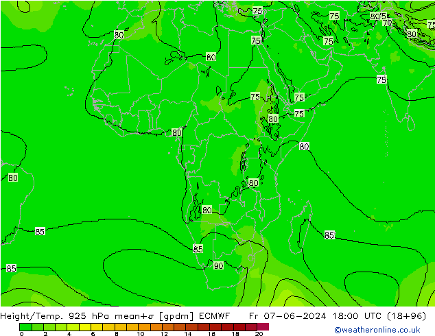 Height/Temp. 925 hPa ECMWF Fr 07.06.2024 18 UTC