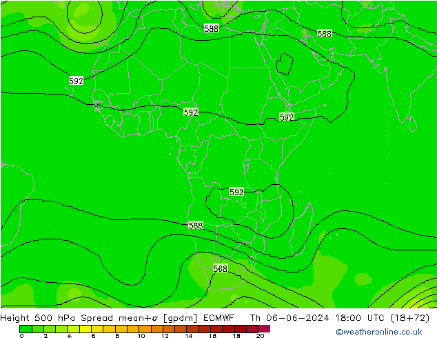 500 hPa Yüksekliği Spread ECMWF Per 06.06.2024 18 UTC