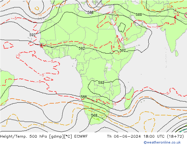 Hoogte/Temp. 500 hPa ECMWF do 06.06.2024 18 UTC