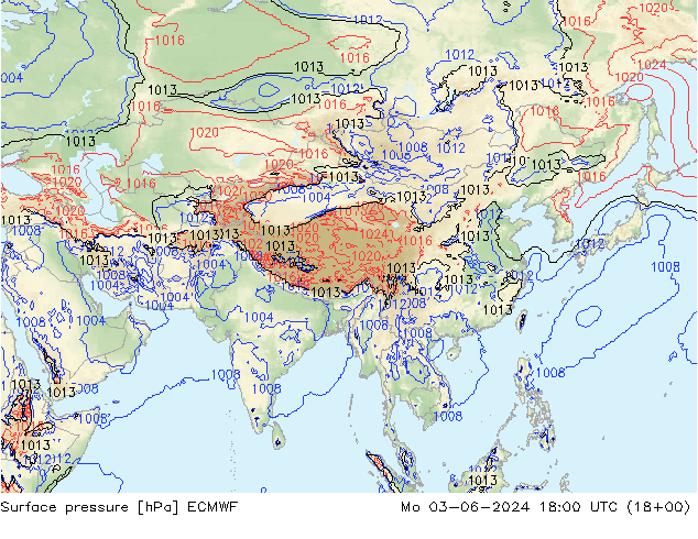 Pressione al suolo ECMWF lun 03.06.2024 18 UTC