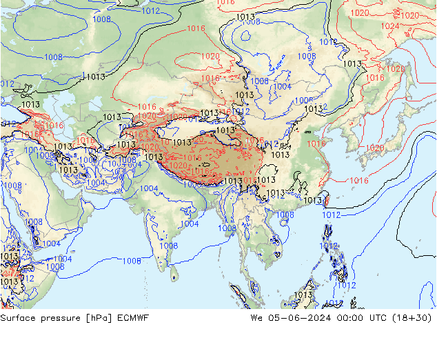 Bodendruck ECMWF Mi 05.06.2024 00 UTC