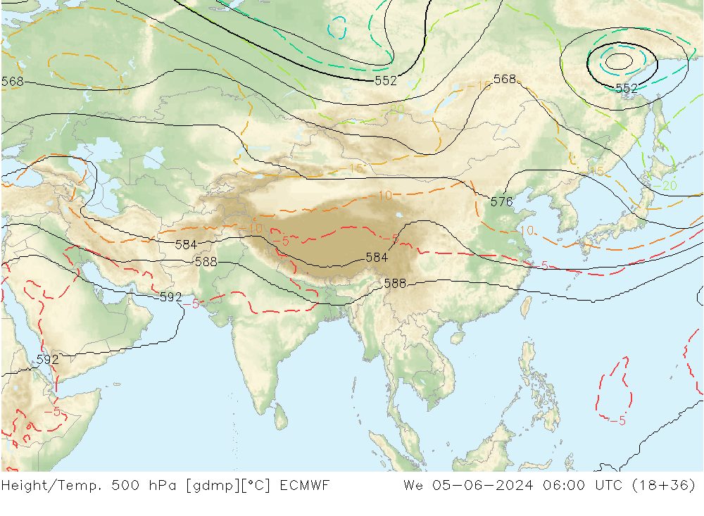 Height/Temp. 500 hPa ECMWF We 05.06.2024 06 UTC