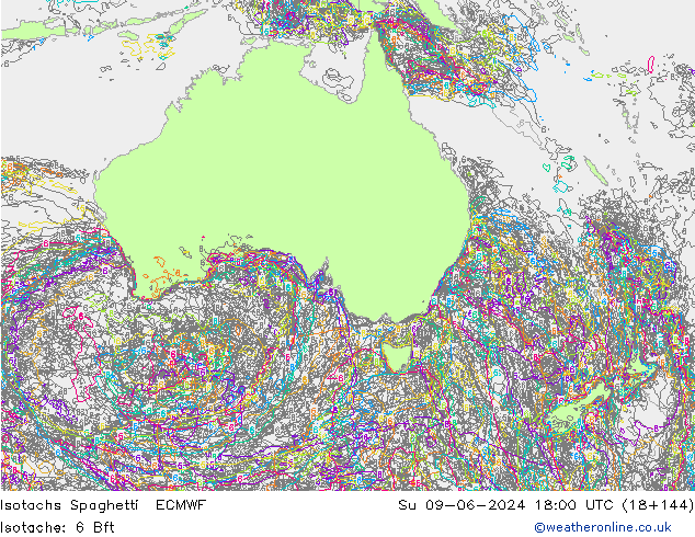 Isotachen Spaghetti ECMWF zo 09.06.2024 18 UTC