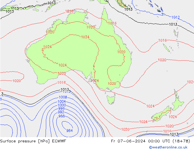 Surface pressure ECMWF Fr 07.06.2024 00 UTC