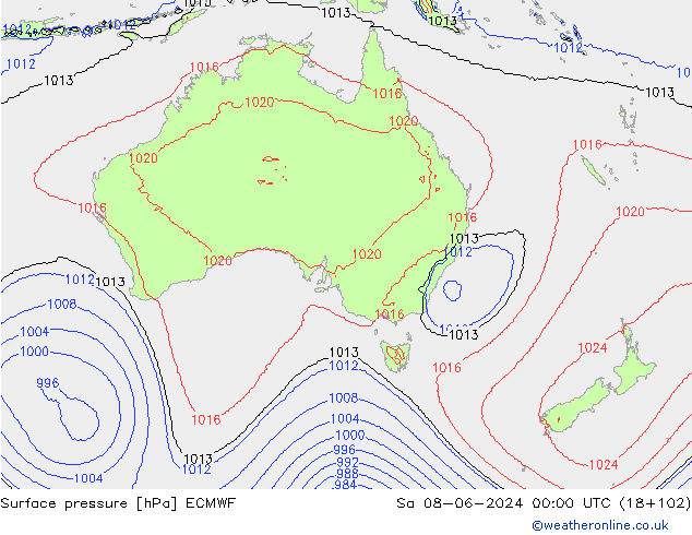 приземное давление ECMWF сб 08.06.2024 00 UTC