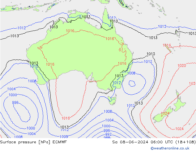 pressão do solo ECMWF Sáb 08.06.2024 06 UTC