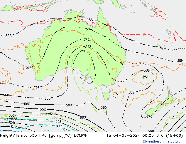 Hoogte/Temp. 500 hPa ECMWF di 04.06.2024 00 UTC