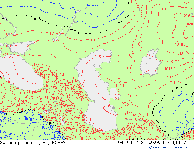 Atmosférický tlak ECMWF Út 04.06.2024 00 UTC