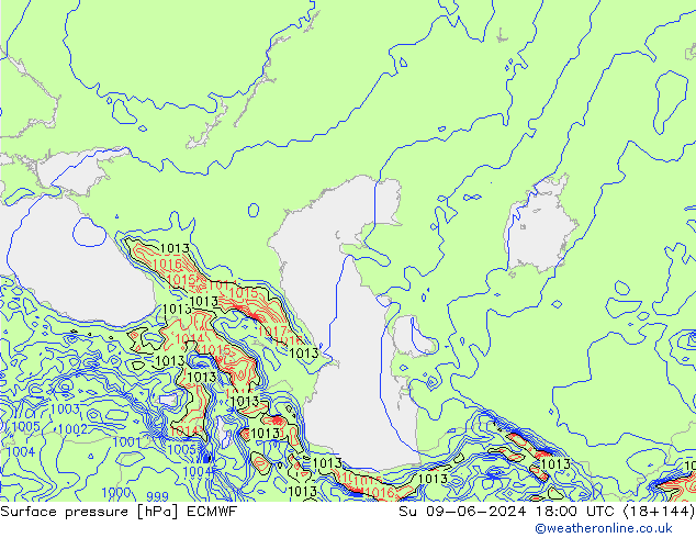 Surface pressure ECMWF Su 09.06.2024 18 UTC