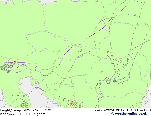 Hoogte/Temp. 925 hPa ECMWF zo 09.06.2024 00 UTC