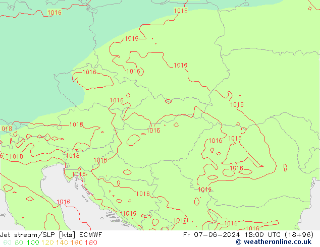 Jet stream/SLP ECMWF Pá 07.06.2024 18 UTC