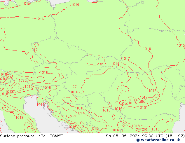 Surface pressure ECMWF Sa 08.06.2024 00 UTC